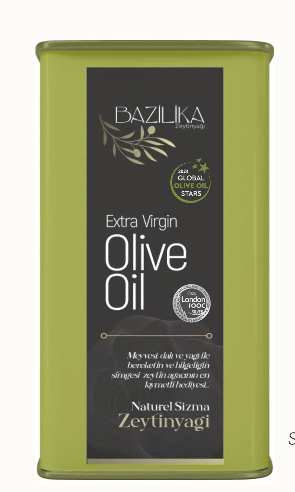 Bazilika Silver Ödüllü Erken Hasat Soğuk Sıkım Natürel Sızma Zeytinyağı 5 Litre resmi