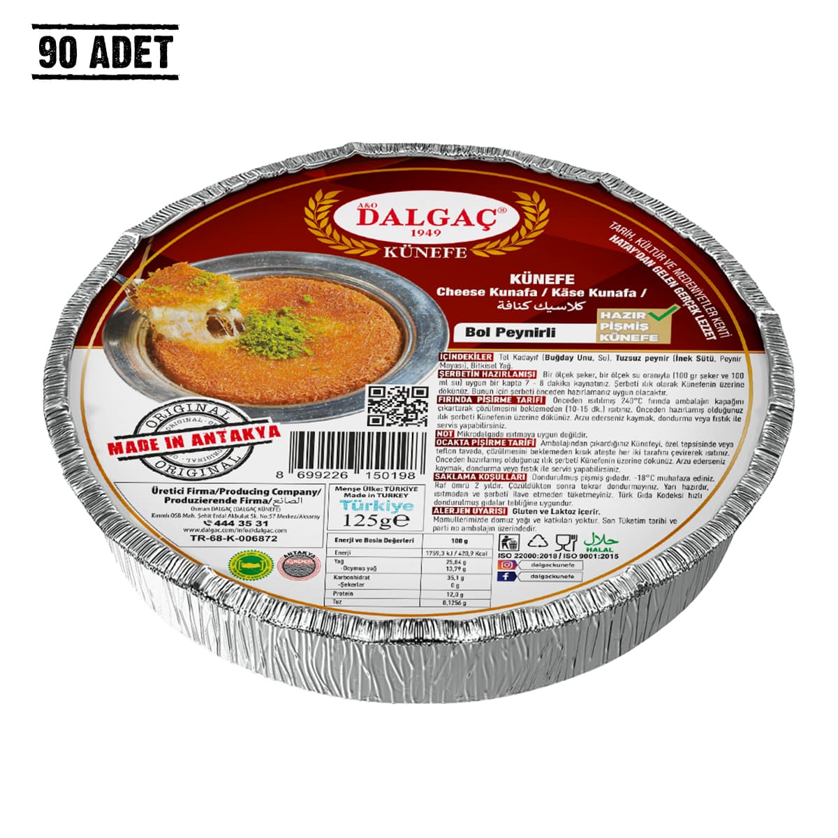 Peynirli Künefe 120 Gr + Şerbet (90 Adet)