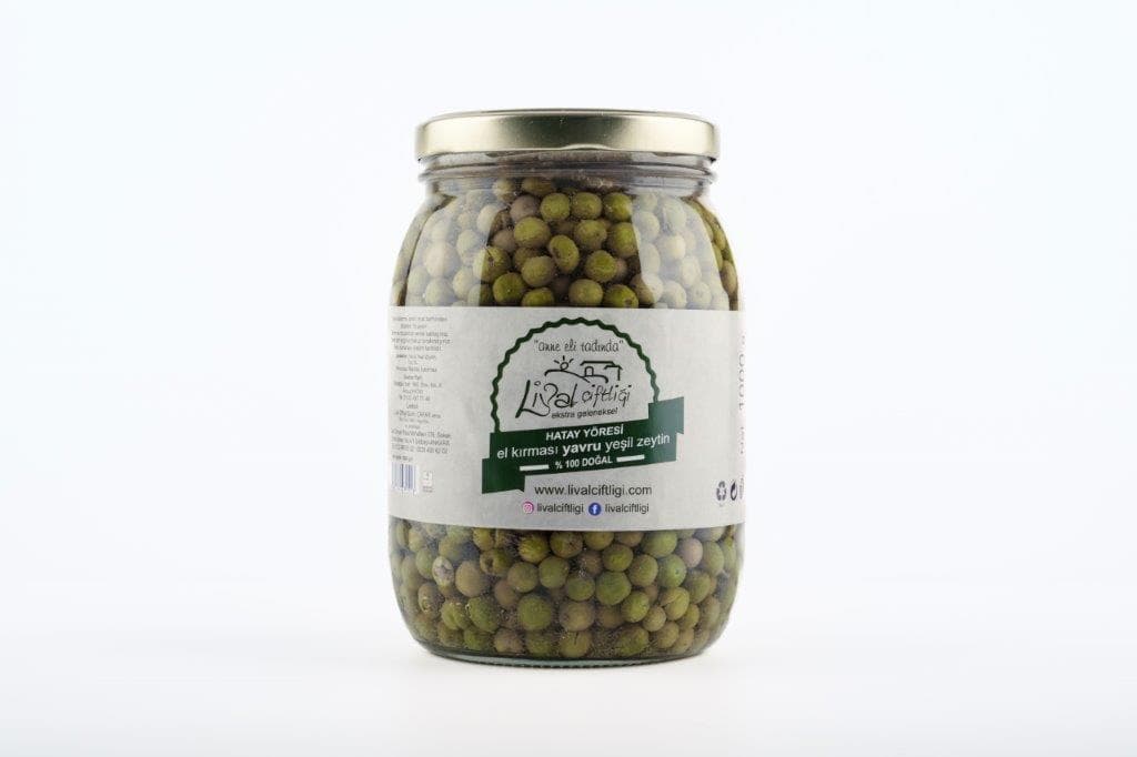 El kırması YAVRU halhali yeşil zeytin net 950g cam kavanoz