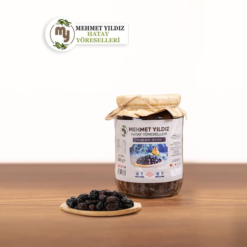 SİYAH KÖY ZEYTİNİ 500 GR CAM resmi