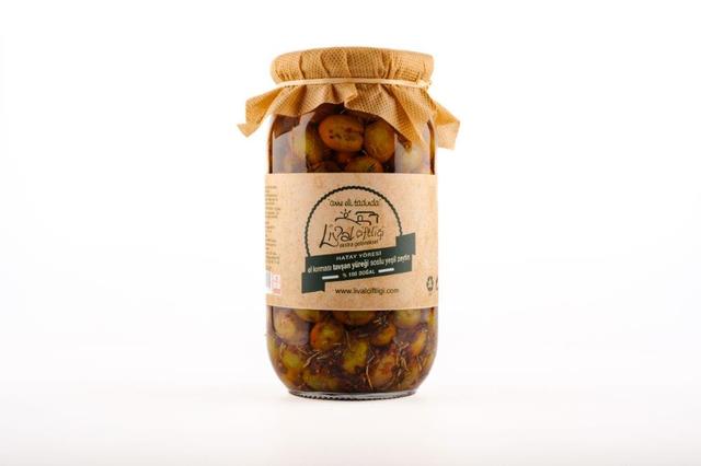 El ayıklama Yeşil Zeytin (Tavşan yüreği) Salatası 600 gr. Cam kavanoz